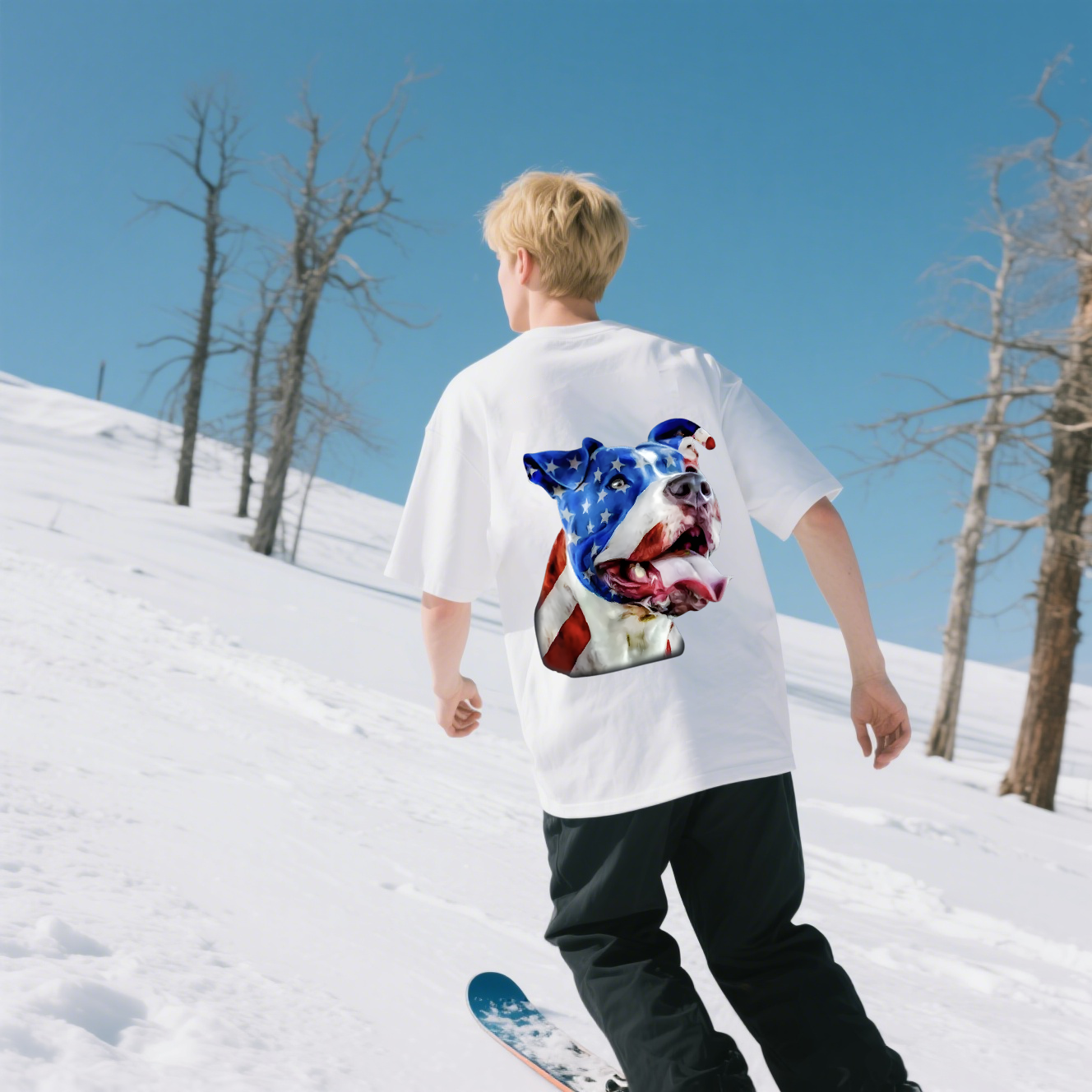 Dog With American Flag Colors T-Shirt, For 4th of July, Cotton, Short Sleeve, Crew Neck, Unisex For Men And Women