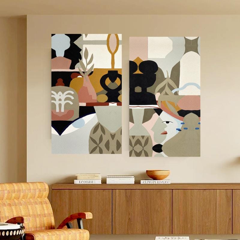 Abstract Canvas Wall Art Decor, 12x24x2 Pieces, for Living Room, Bedroom, Bathroom, Kitchen, Home and Office