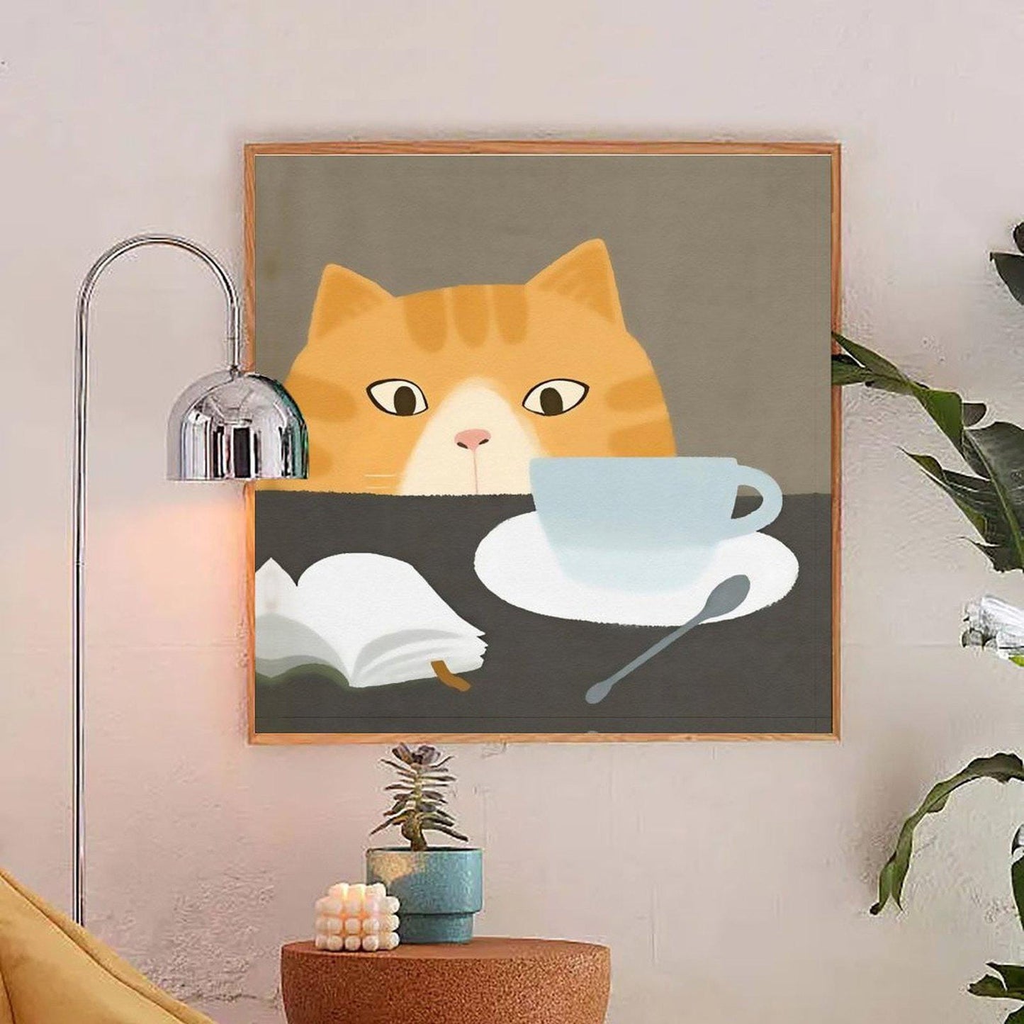 Abstract Cat Canvas Wall Art, 20x20 inches, for Living Room, Bedroom, Bathroom, Kitchen, Home and Office