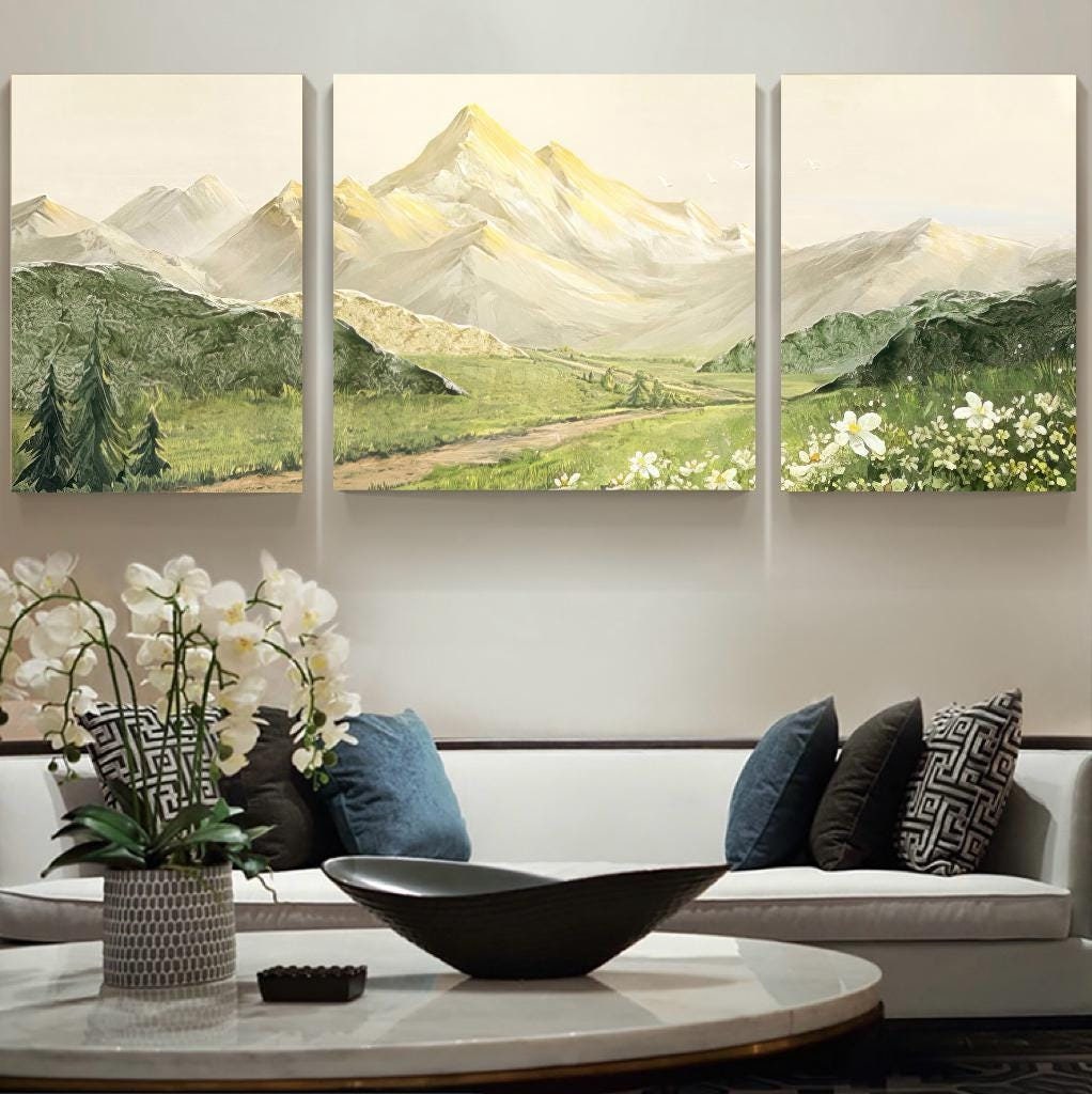 Abstract Canvas Wall Art Decor 3 pics (16+24+16) x20 inches for living room, bedroom, bathroom, kitchen, home and office