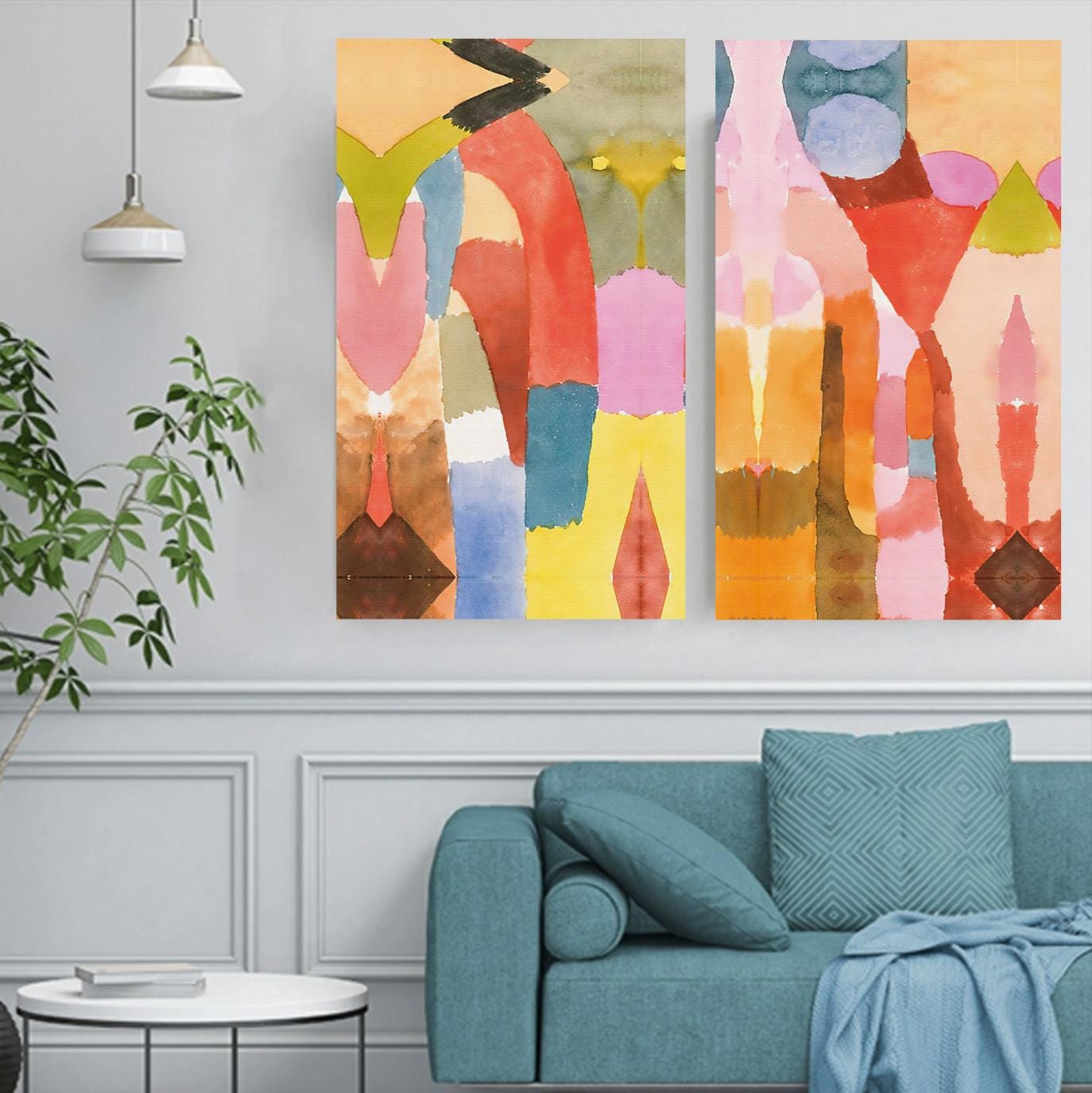 Abstract Canvas Wall Art Decor, 12x24x2 Pieces, for Living Room, Bedroom, Bathroom, Kitchen, Home and Office