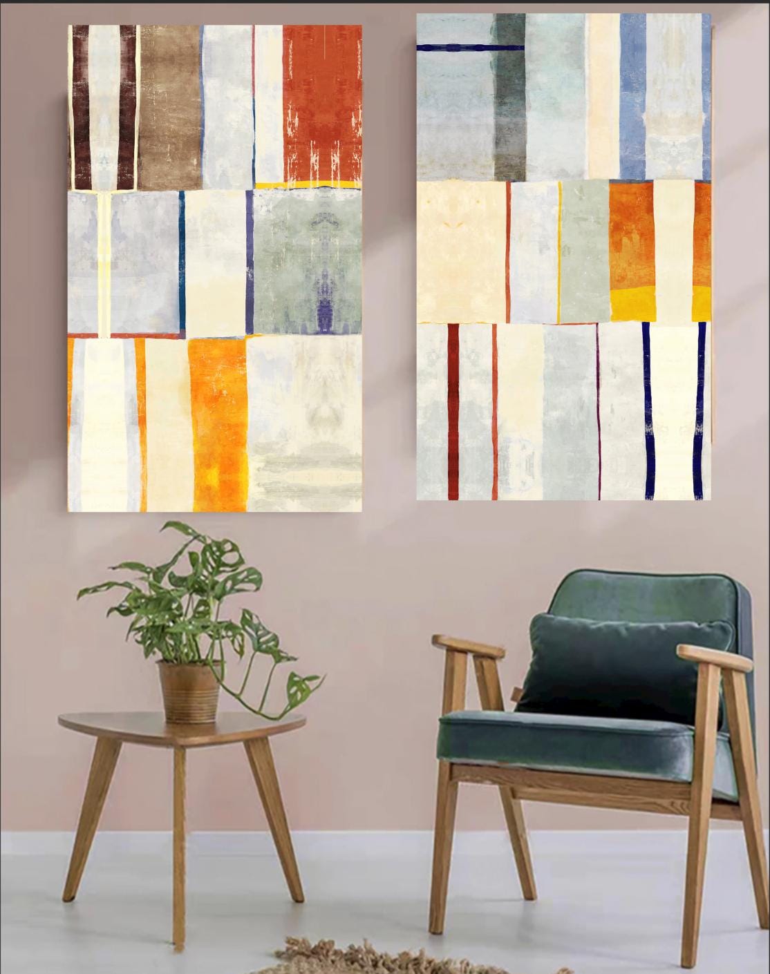 Abstract Canvas Wall Art Decor, 12x24x2 Pieces, for Living Room, Bedroom, Bathroom, Kitchen, Home and Office