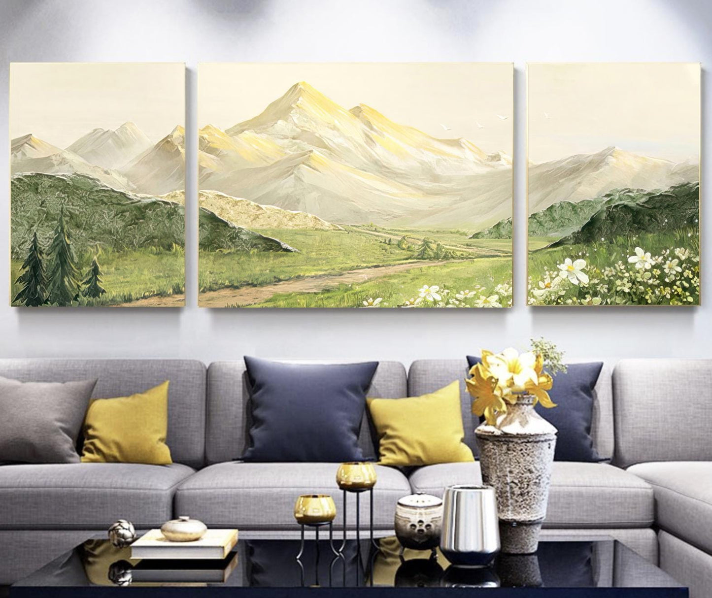 Abstract Canvas Wall Art Decor 3 pics (16+24+16) x20 inches for living room, bedroom, bathroom, kitchen, home and office