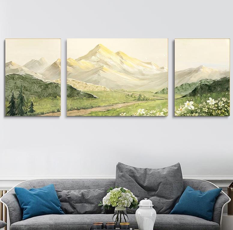 Abstract Canvas Wall Art Decor 3 pics (16+24+16) x20 inches for living room, bedroom, bathroom, kitchen, home and office