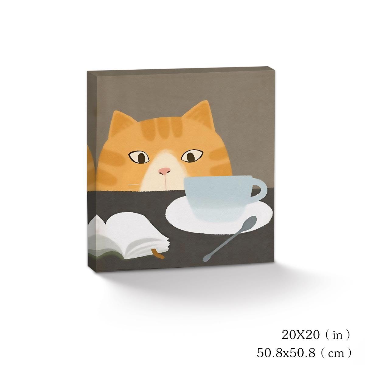Abstract Cat Canvas Wall Art, 20x20 inches, for Living Room, Bedroom, Bathroom, Kitchen, Home and Office