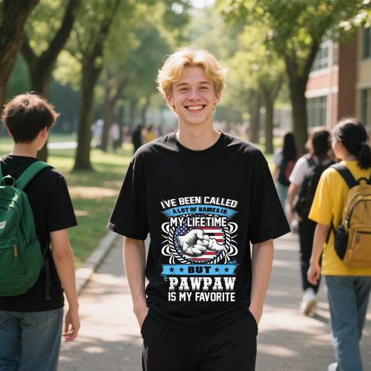 I've Been Called My Lifetime But PawPaw Is My Fav. T-Shirt, For 4th of July, 100% Cotton, Short Sleeve, Crew Neck, Unisex For Men And Women