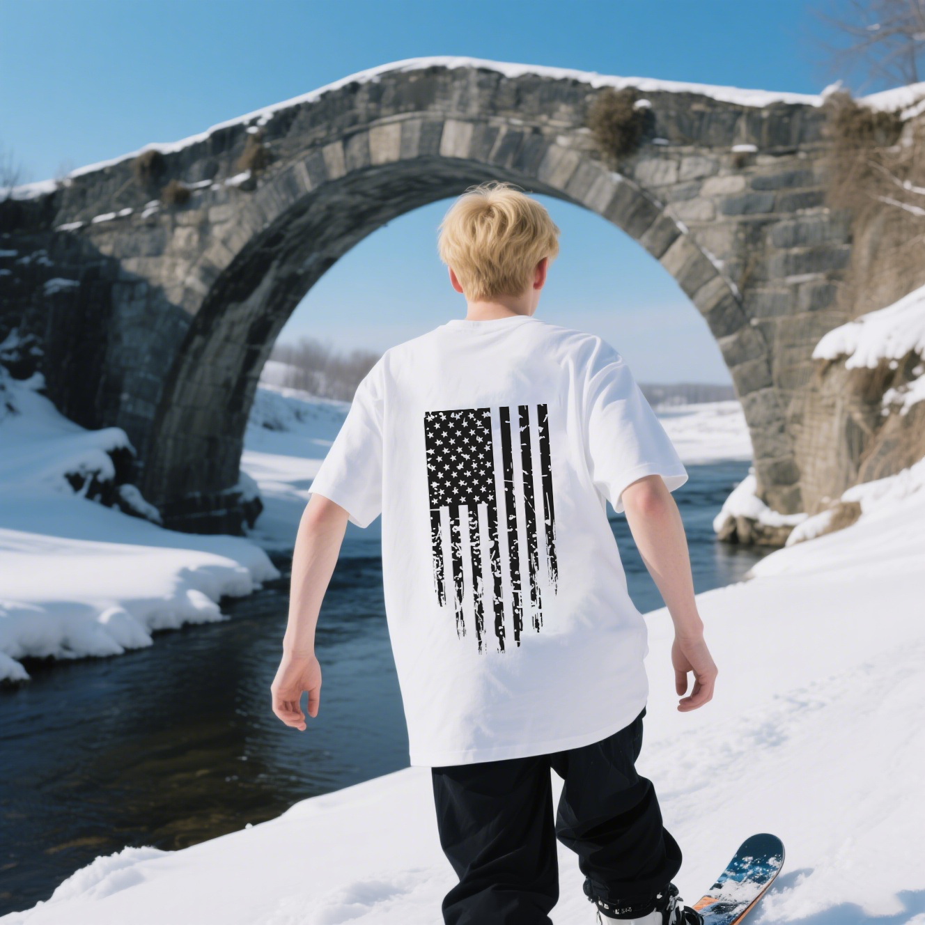 American Flag T-Shirt, For 4th of July, Cotton, Short Sleeve, Crew Neck, Unisex For Men And Women