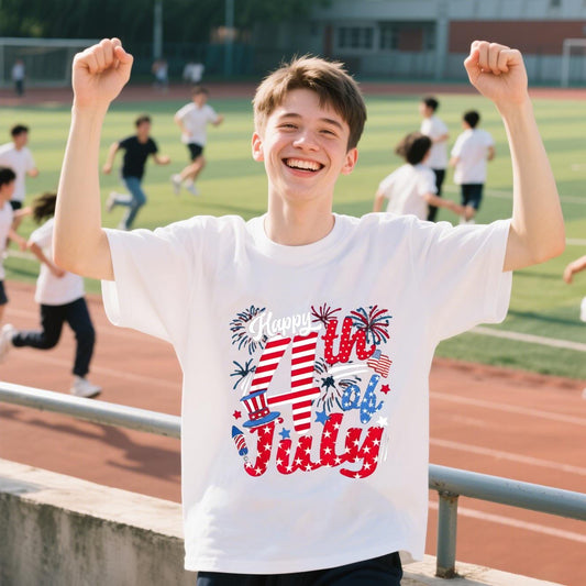 Happy 4th of July T-Shirt, 100% Cotton, Short Sleeve, Crew Neck, Unisex For Men And Women