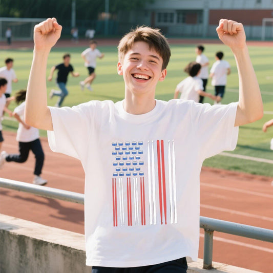 American Flag T-Shirt, For 7th of July, 100% Cotton, Short Sleeve, Crew Neck, Unisex For Men And Women