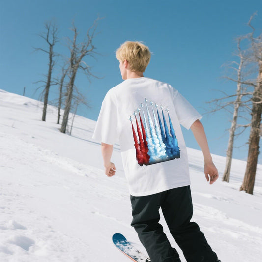 Aircrafts Take Off And Spray Colorful Gases T-Shirt, For 4th of July Shirt, 100% Cotton, Short Sleeve, Crew Neck, Unisex For Men And Women