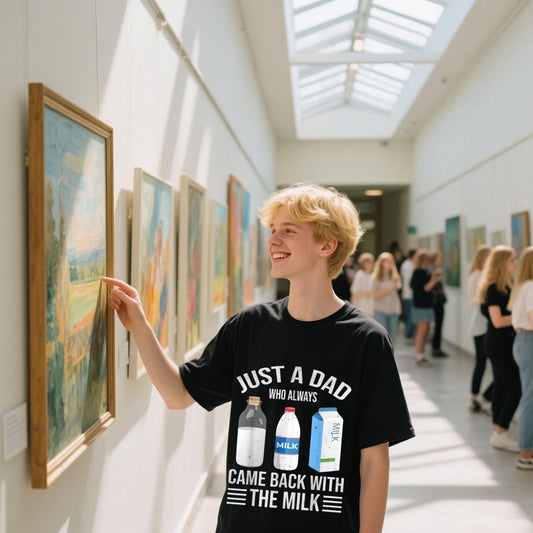 Just A Dad Who Always Came Back With The Milk Funny Father's Day T-Shirt Graphic Unisex