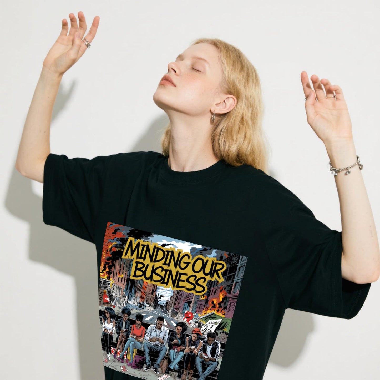 Minding Our Business Graphic Tee Unisex Fit Top, Casual Summer Style T-Shirt Crewneck Streetwear, Fashion Classic Stylish Short Sleeve
