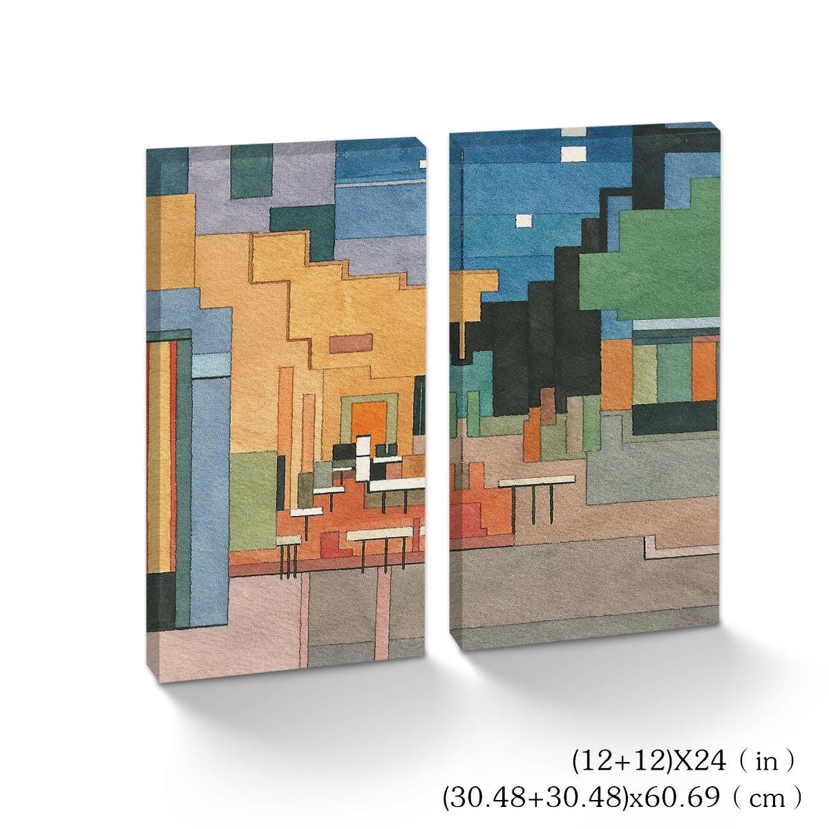 Abstract Canvas Wall Art Decor, 12x24x2 Pieces, for Living Room, Bedroom, Bathroom, Kitchen, Home and Office