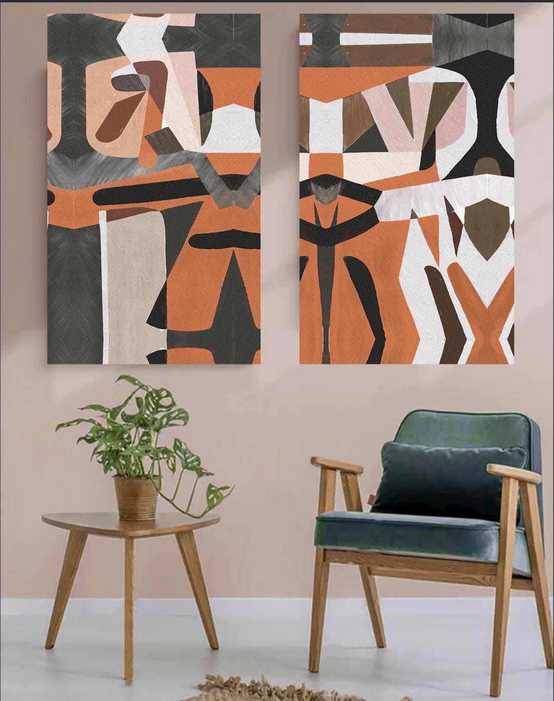 Abstract Canvas Wall Art Decor, 12x24x2 Pieces, for Living Room, Bedroom, Bathroom, Kitchen, Home and Office
