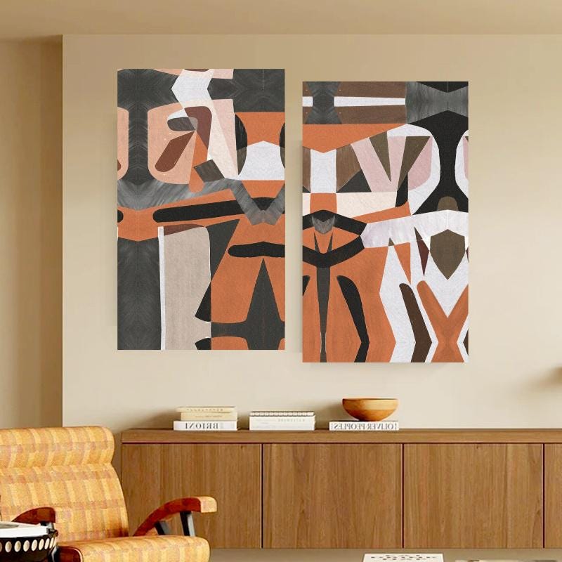 Abstract Canvas Wall Art Decor, 12x24x2 Pieces, for Living Room, Bedroom, Bathroom, Kitchen, Home and Office