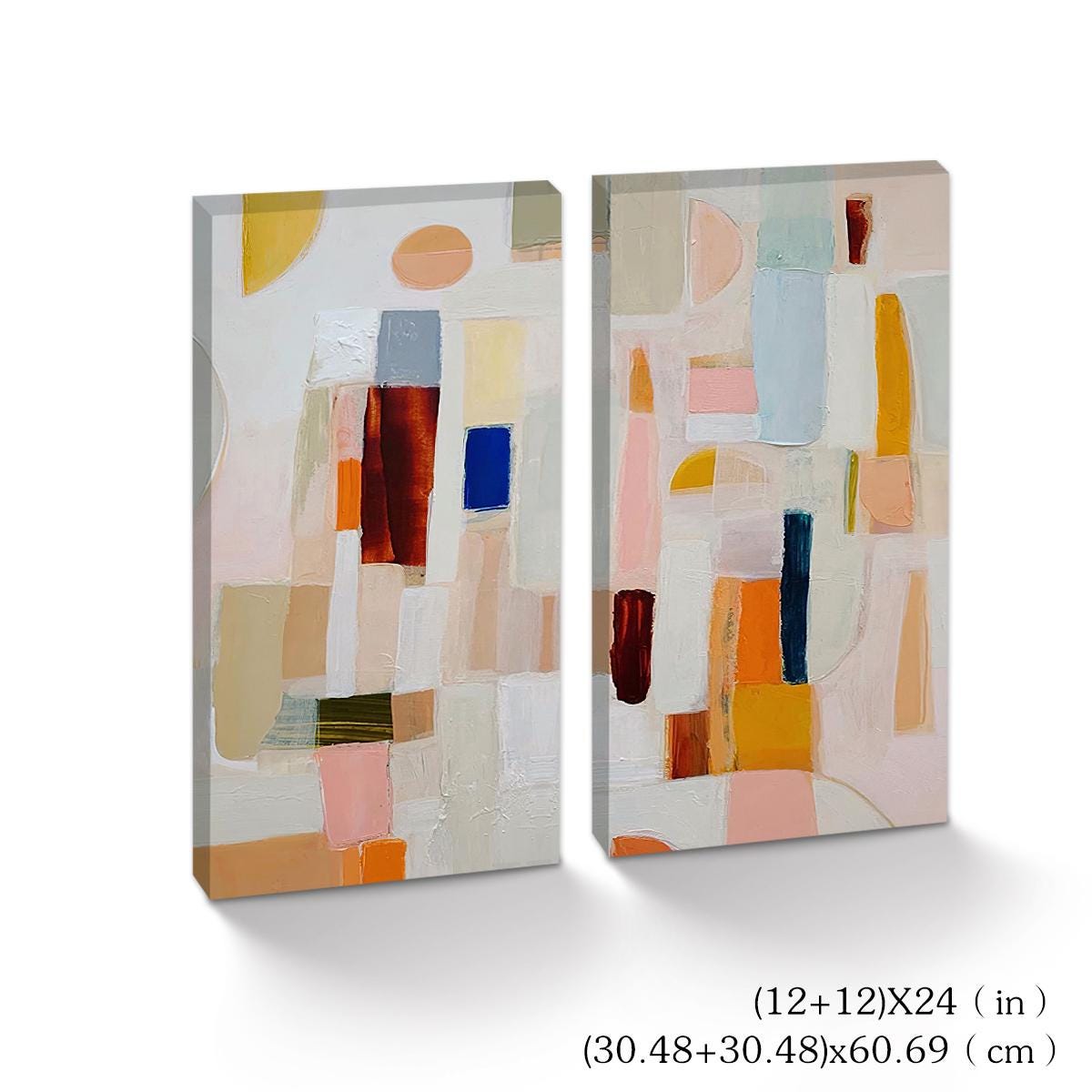 Abstract Canvas Wall Art Decor, 12x24x2 Pieces, for Living Room, Bedroom, Bathroom, Kitchen, Home and Office