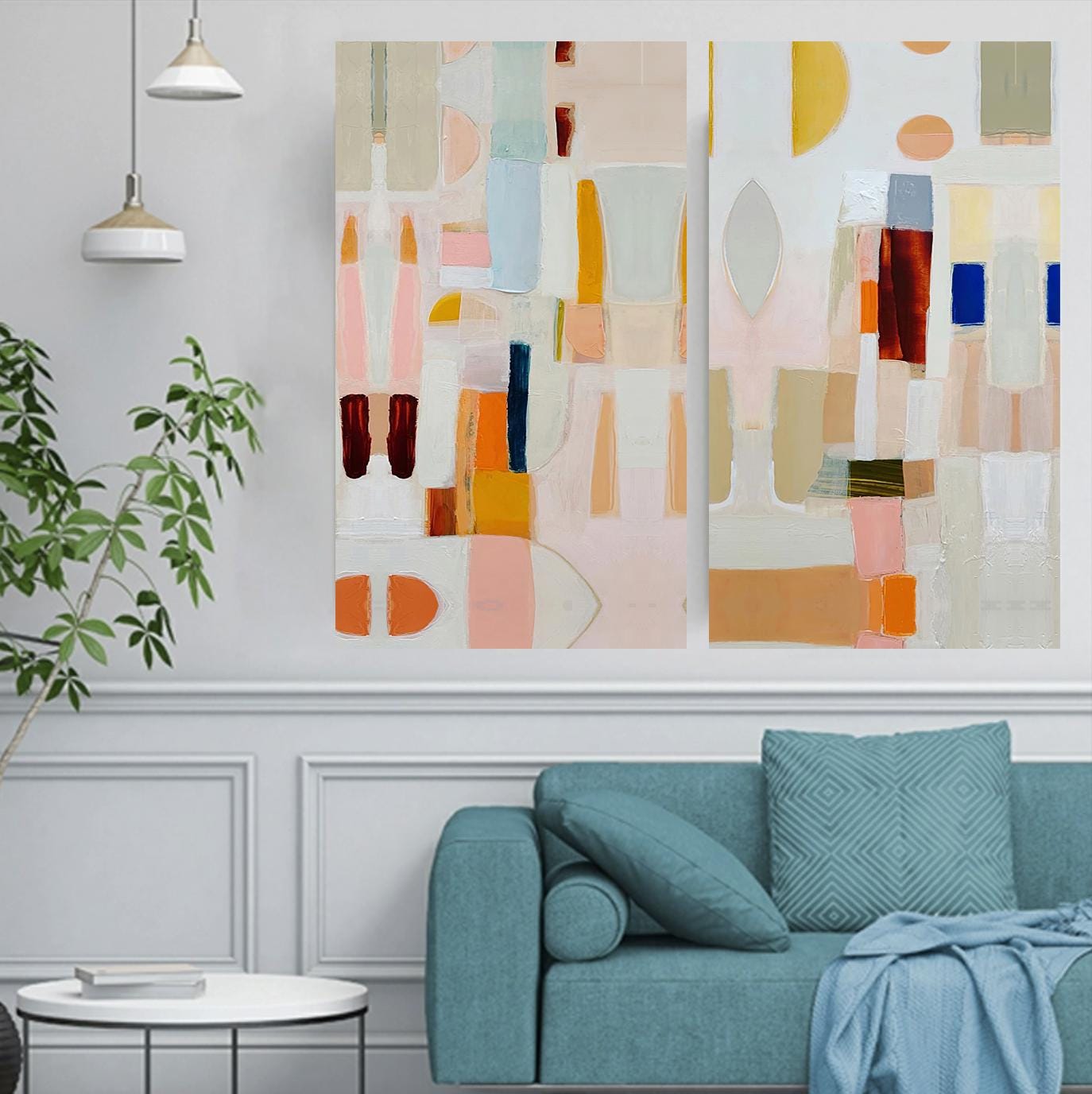 Abstract Canvas Wall Art Decor, 12x24x2 Pieces, for Living Room, Bedroom, Bathroom, Kitchen, Home and Office