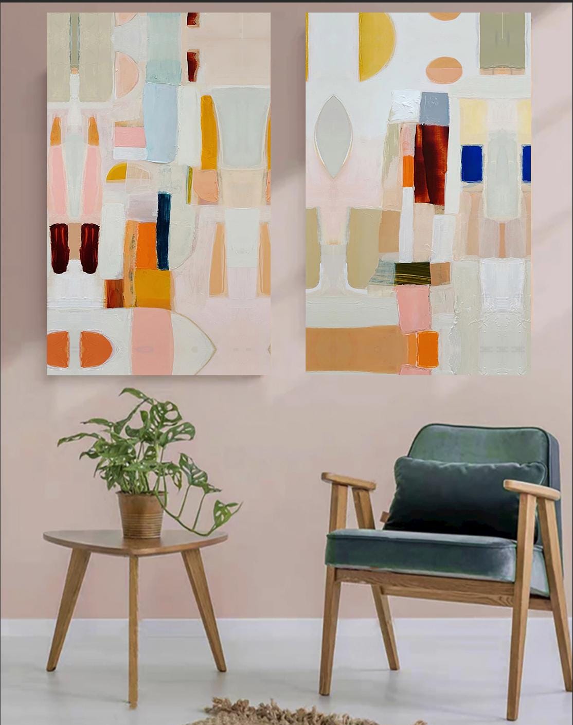 Abstract Canvas Wall Art Decor, 12x24x2 Pieces, for Living Room, Bedroom, Bathroom, Kitchen, Home and Office
