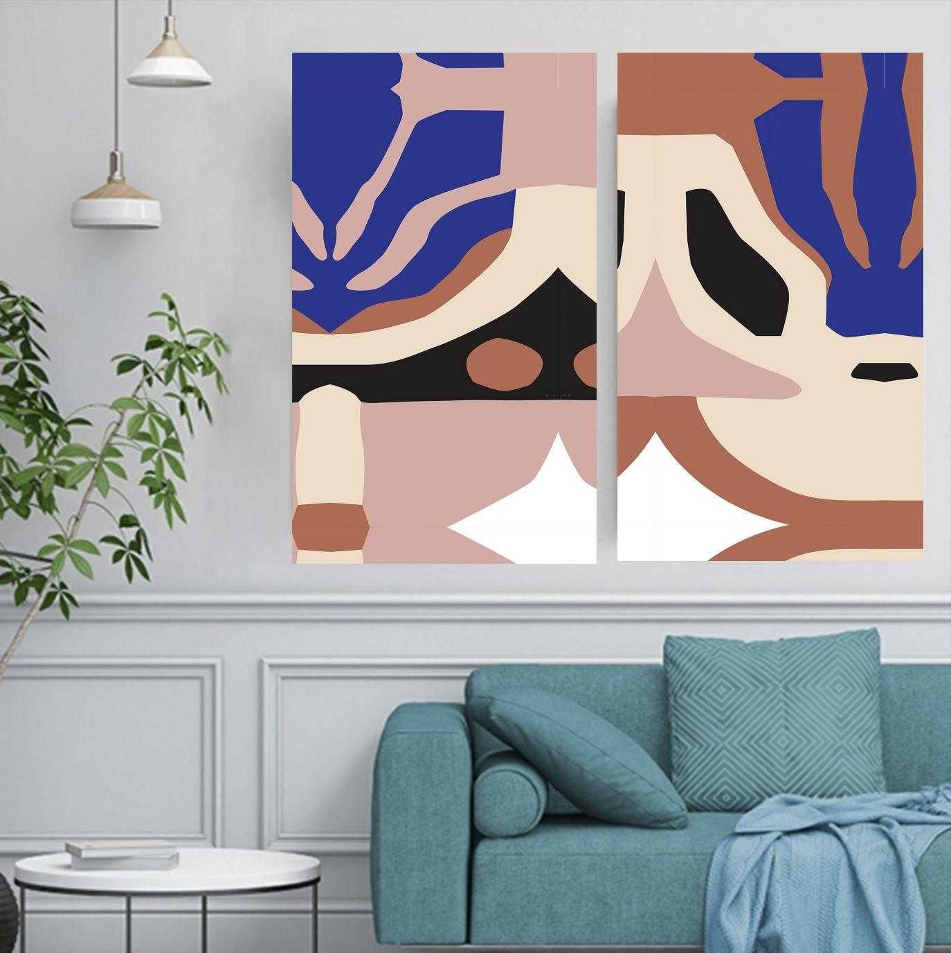 Abstract Canvas Wall Art Decor, 12x24x2 Pieces, for Living Room, Bedroom, Bathroom, Kitchen, Home and Office