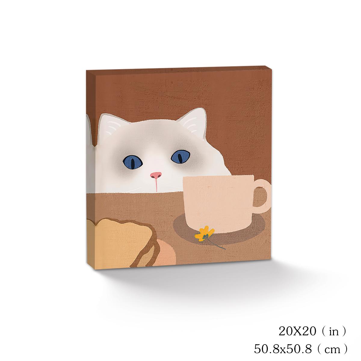Abstract Cat Canvas Wall Art, 20x20 inches, for Living Room, Bedroom, Bathroom, Kitchen, Home and Office