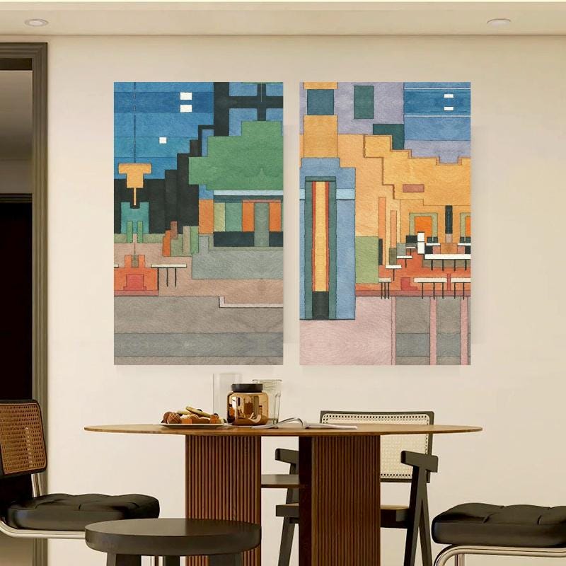 Abstract Canvas Wall Art Decor, 12x24x2 Pieces, for Living Room, Bedroom, Bathroom, Kitchen, Home and Office