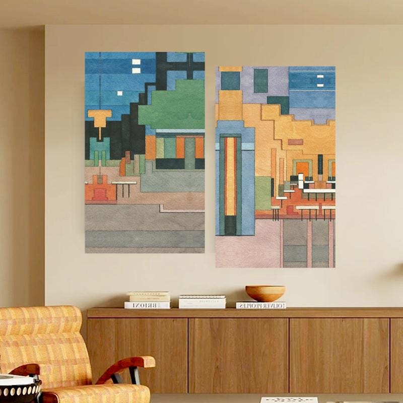 Abstract Canvas Wall Art Decor, 12x24x2 Pieces, for Living Room, Bedroom, Bathroom, Kitchen, Home and Office