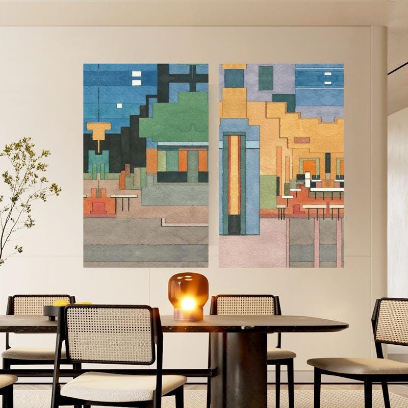 Abstract Canvas Wall Art Decor, 12x24x2 Pieces, for Living Room, Bedroom, Bathroom, Kitchen, Home and Office