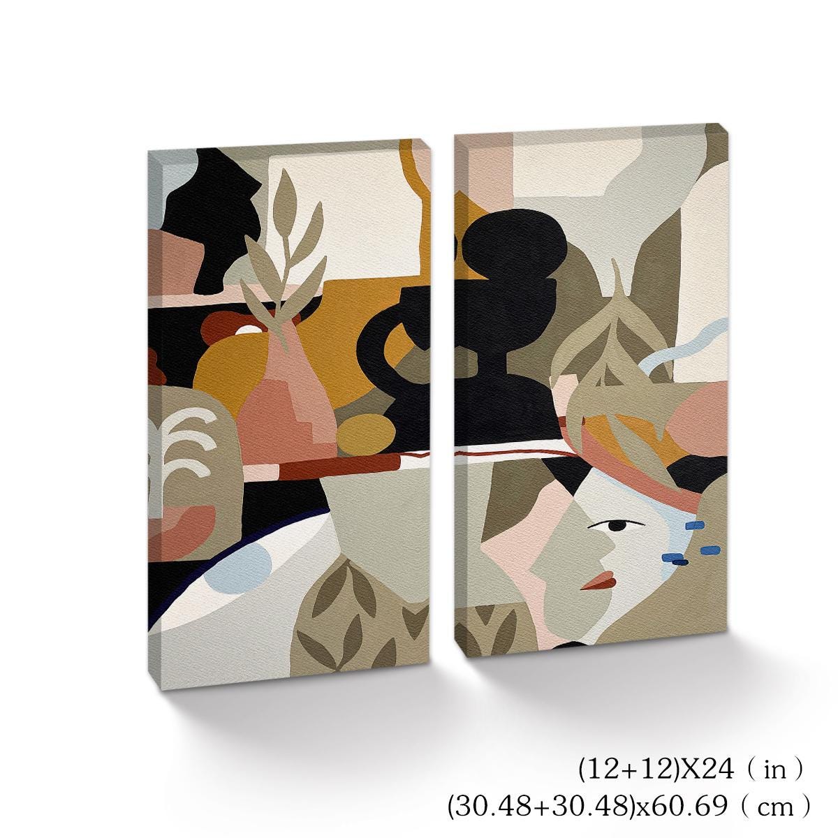 Abstract Canvas Wall Art Decor, 12x24x2 Pieces, for Living Room, Bedroom, Bathroom, Kitchen, Home and Office