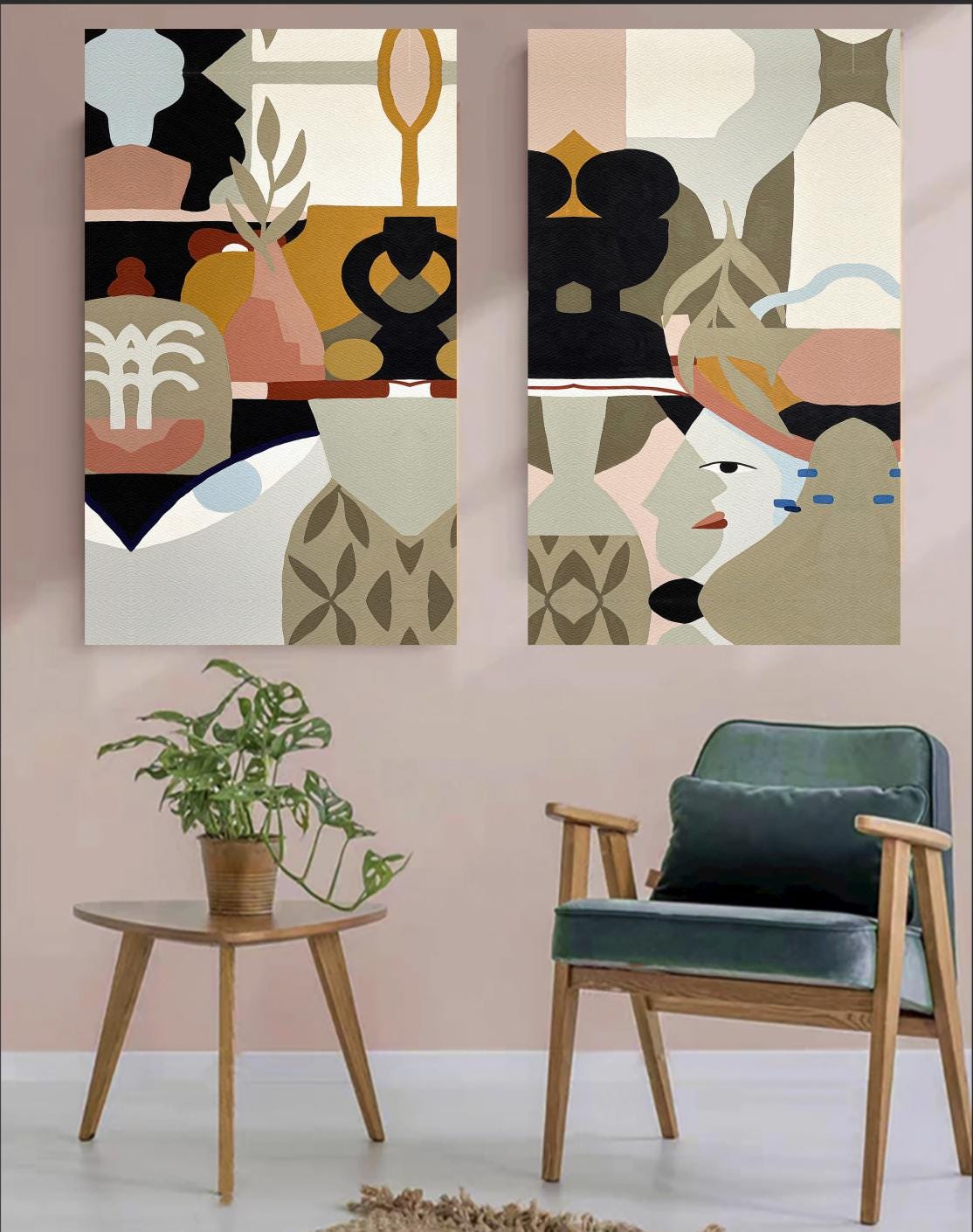Abstract Canvas Wall Art Decor, 12x24x2 Pieces, for Living Room, Bedroom, Bathroom, Kitchen, Home and Office