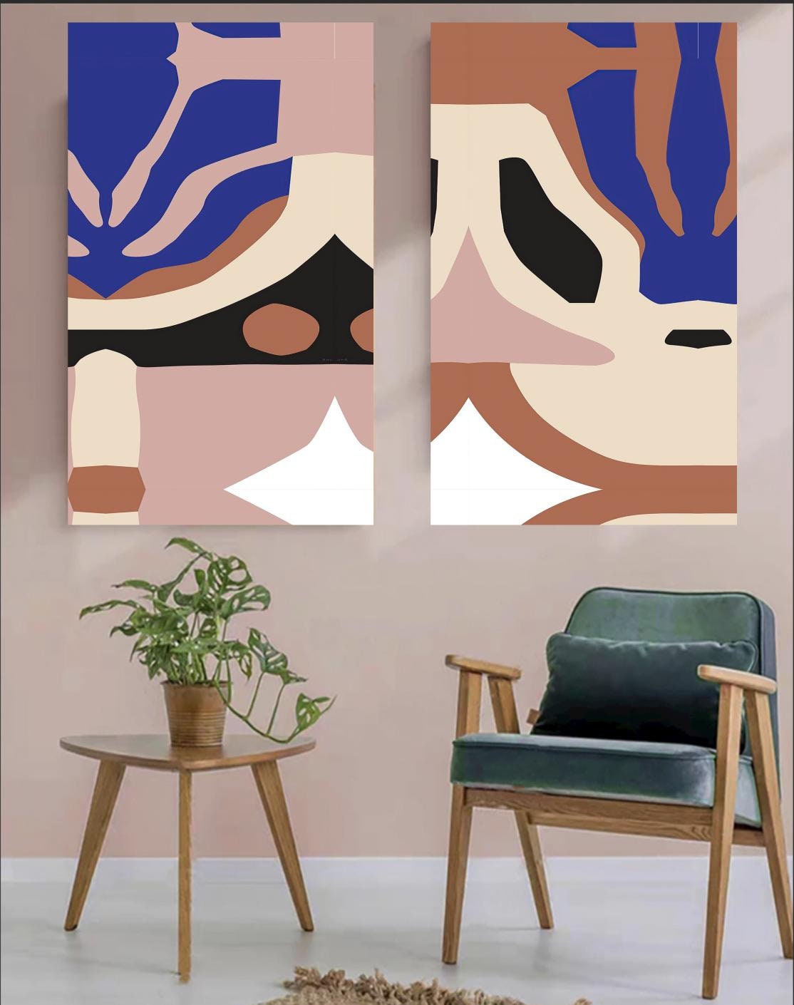 Abstract Canvas Wall Art Decor, 12x24x2 Pieces, for Living Room, Bedroom, Bathroom, Kitchen, Home and Office