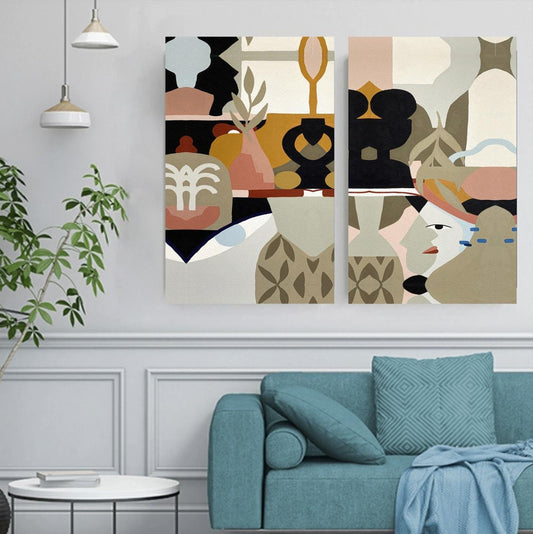 Abstract Canvas Wall Art Decor, 12x24x2 Pieces, for Living Room, Bedroom, Bathroom, Kitchen, Home and Office